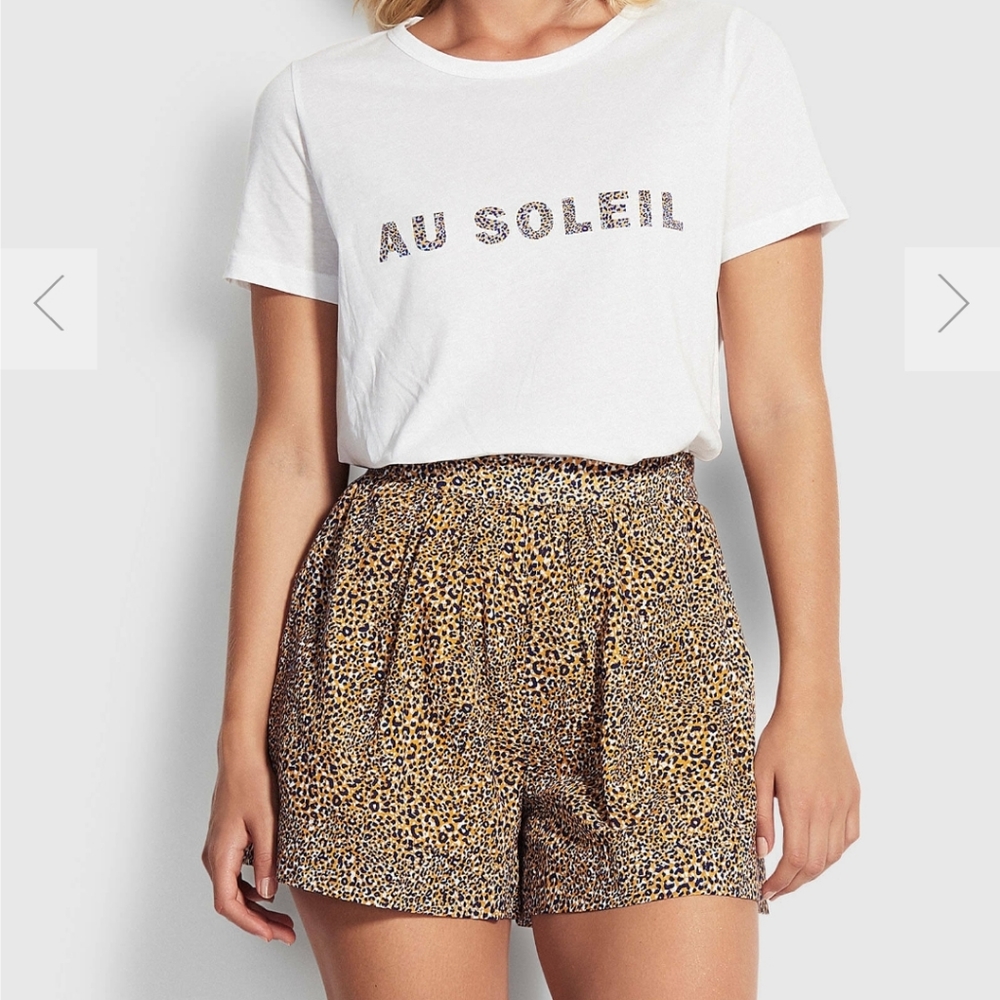 Seafolly Australia Spirit Animal Cotton Print Pull On Casual Shorts szM